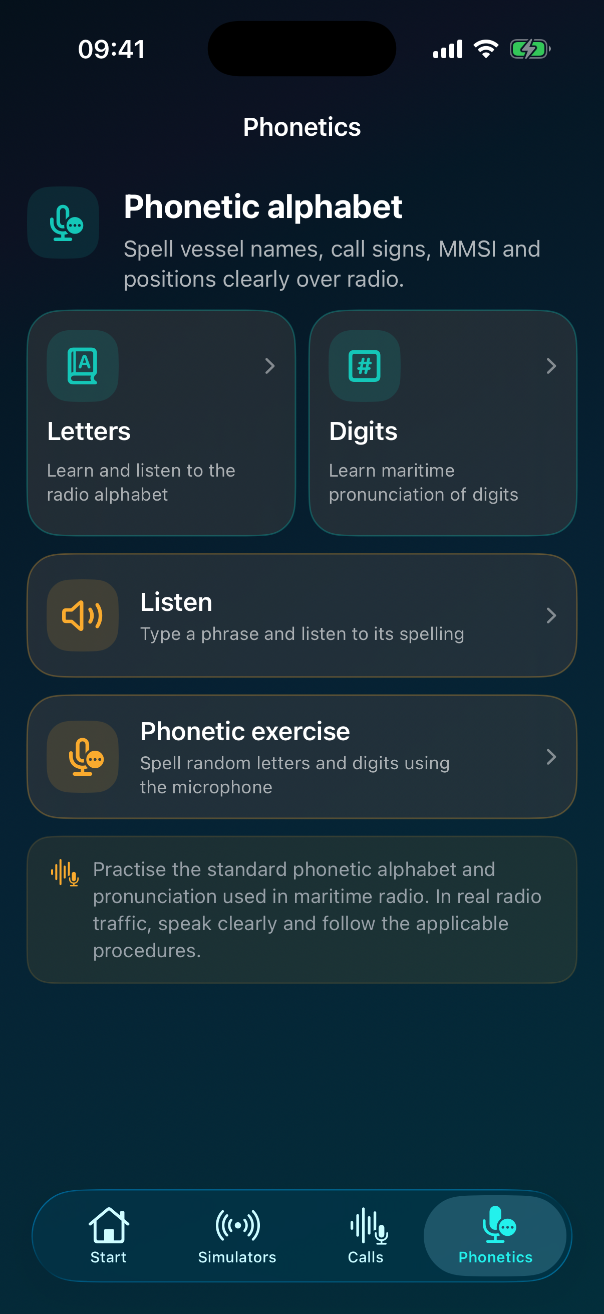 Marine Radio Simulator — Phonetics